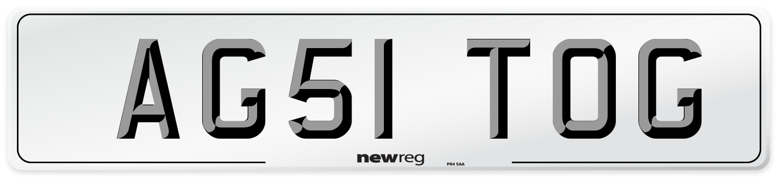 AG51 TOG Number Plate from New Reg